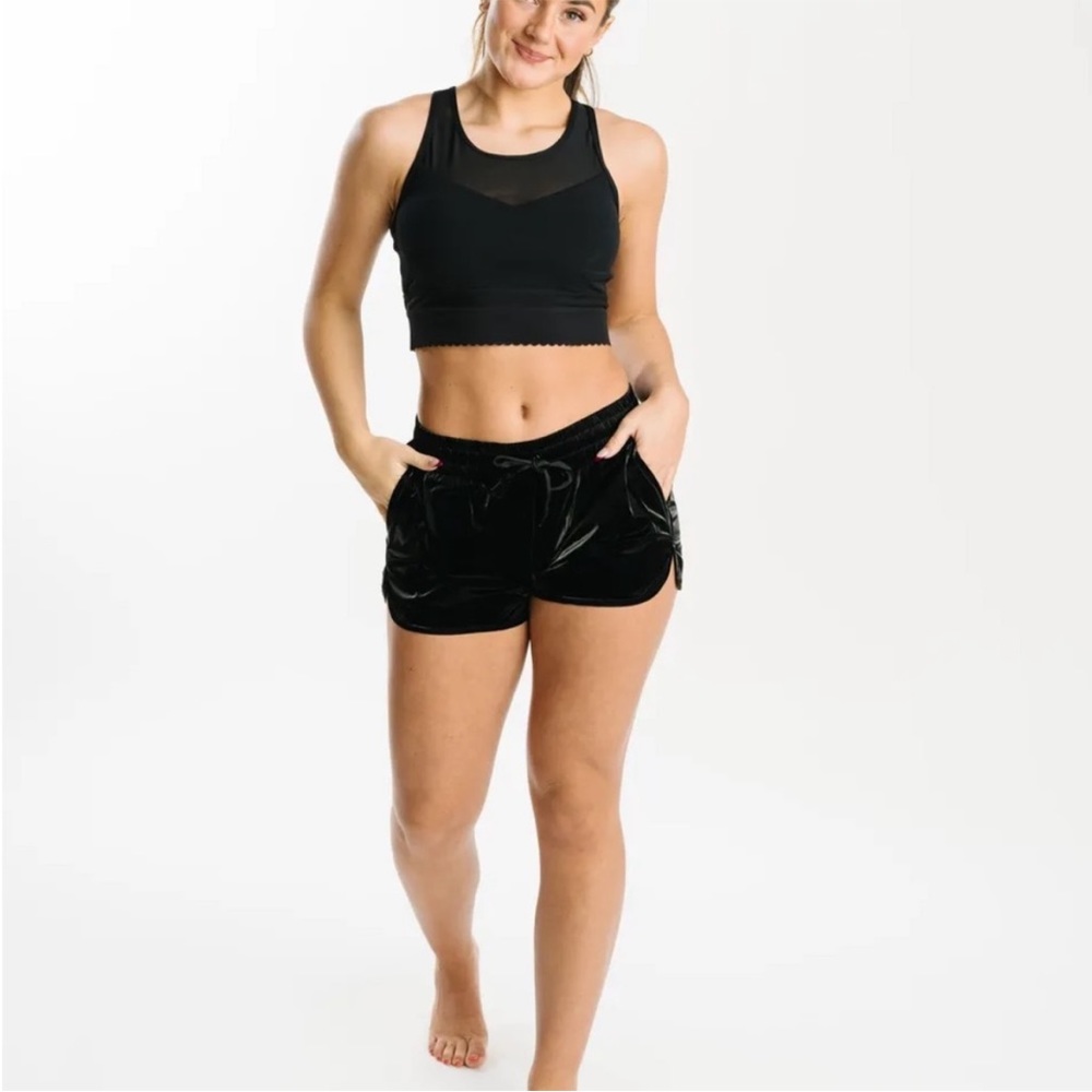 Zyia midnight gloss bomber shorts size small